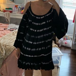 tye dye shoulder cut out dress